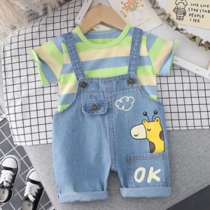 baby outfit, giraffe, overalls,