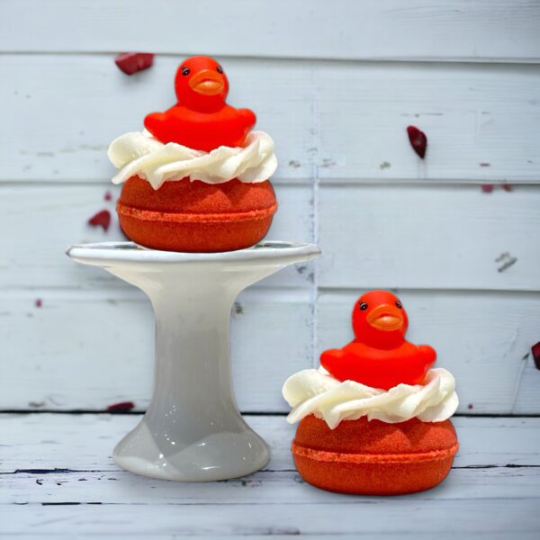 red orange ducky donut bath bomb