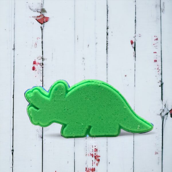 Green triceratops dino bath bomb