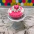 mini pie bath bomb pink and white cotton candy