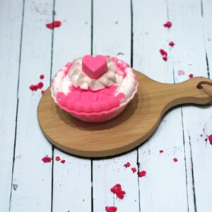 Pink and white mini pie bath bomb cotton candy